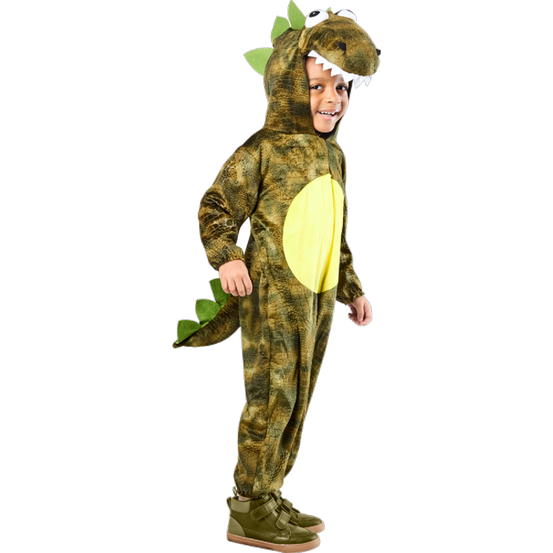 Toddler Roaring Rex Dinosaur Costume 2T - Green Hooded Jumpsuit for Halloween & Play