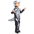 Toddler Skeleton Dinosaur Halloween Costume 3T-4T, Spooky Dino Jumpsuit & Headpiece