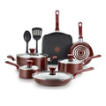 12-Piece Non-Stick Cookware Set - Easy Care Pots & Pans, Red