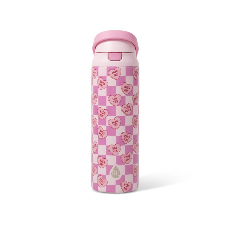 24oz Insulated Stainless Steel Water Bottle with Straw & Chug Lid - Candy Hearts