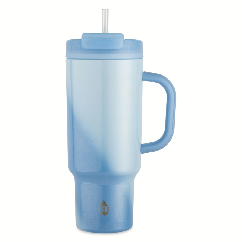 Stainless Steel Hudson Tumbler with Straw - 40 fl oz Shimmer Blue Swirl