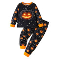 Black 7-8 Years Boys Halloween Pumpkin Pajama Set - Long Sleeve Top & Pants
