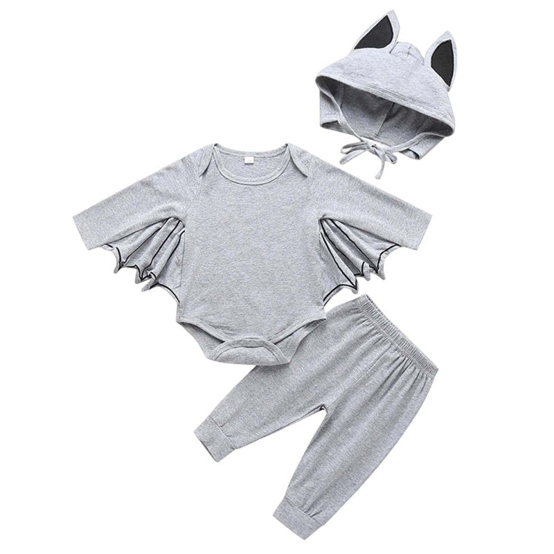 Baby Boys Halloween Outfit Set Z21-21 Grey 18-24 Months - Long Sleeve Bat Playwear