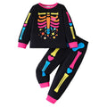 Kids Halloween Pajama Set Z12-Black3 3-4 Years Skeleton Print Two-Piece