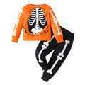 Toddler Boys Skeleton Halloween Outfit Set - Long Sleeve Tops & Pants, Size 6-7 Years, Orange Z15-15