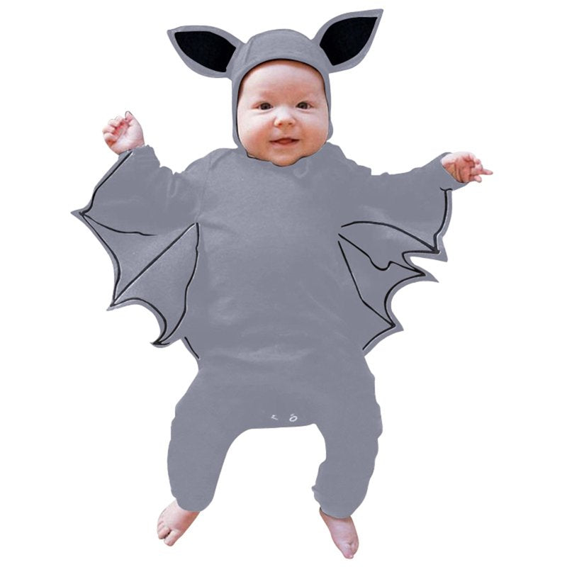 Baby Bat Halloween Romper & Hat Set - Toddler Long Sleeve Jumpsuit for 18-24 Months - Grey Z20-20