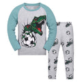 Toddler Dinosaur Pajamas Set - Light Blue 5-6 Years Cartoon Print