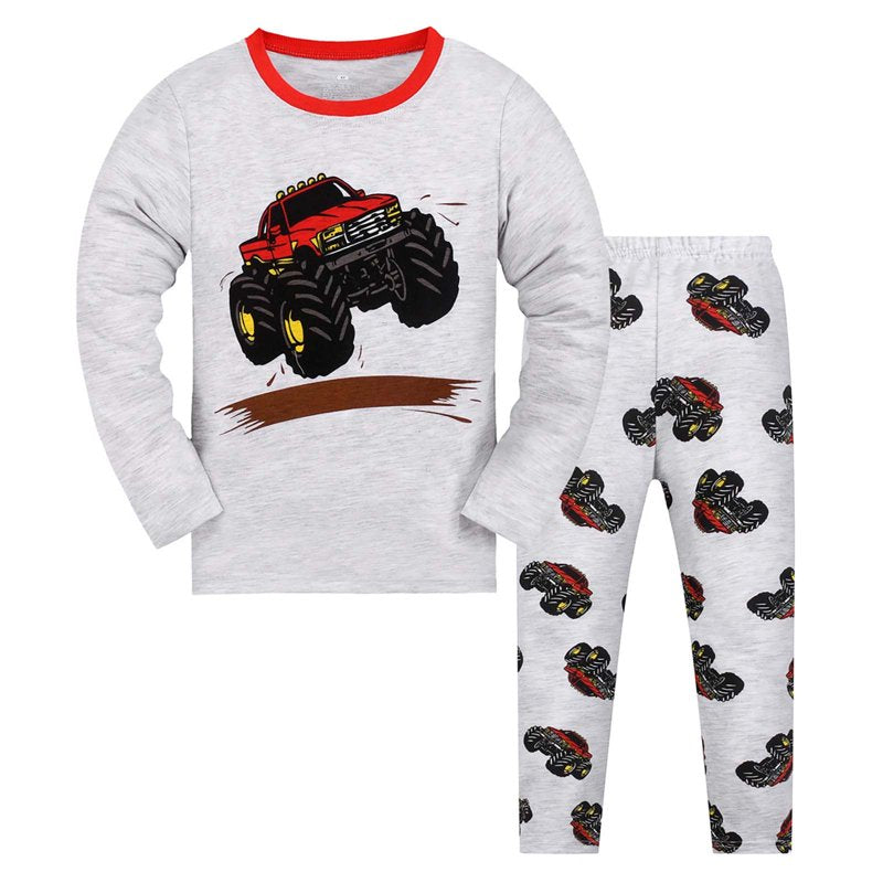 Toddler Dinosaur Pajamas Set - Light Gray 7-8 Years Cartoon Print