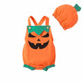 Baby Halloween Pumpkin Romper Outfit with Hat - Size 0-6 Months, Orange Variation Z03