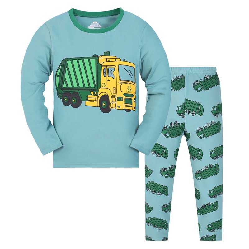 Kids 2 Piece Cartoon Print Pajama Set for 3-4 Years - Blue Variation
