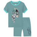 Kids Pajama Set with Cartoon Printed Loose Fit Outfit - Green, Size 8-9 Years