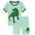 Toddler Boys Cartoon Printed Casual Shorts & Pajama Set - Size 8-9 Years - Light Green