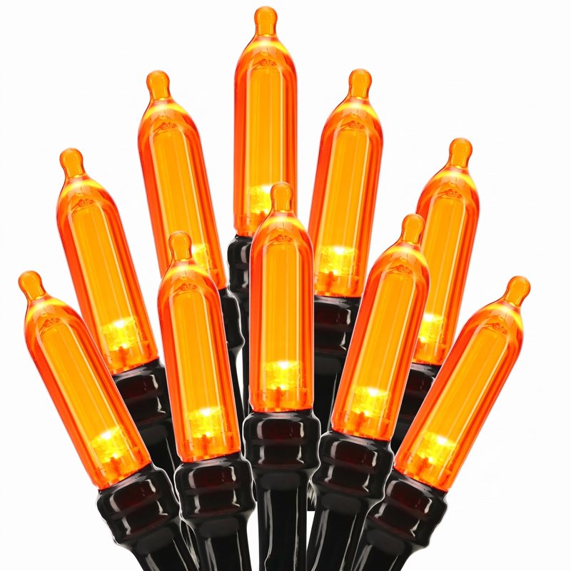 Halloween String Lights 33ft 100 LED Battery-Powered Waterproof Outdoor Indoor Orange & Purple