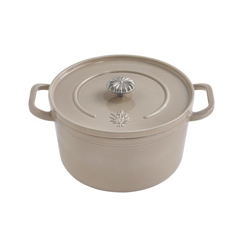 5-Quart Enameled Cast Iron Dutch Oven with Lid - Taupe