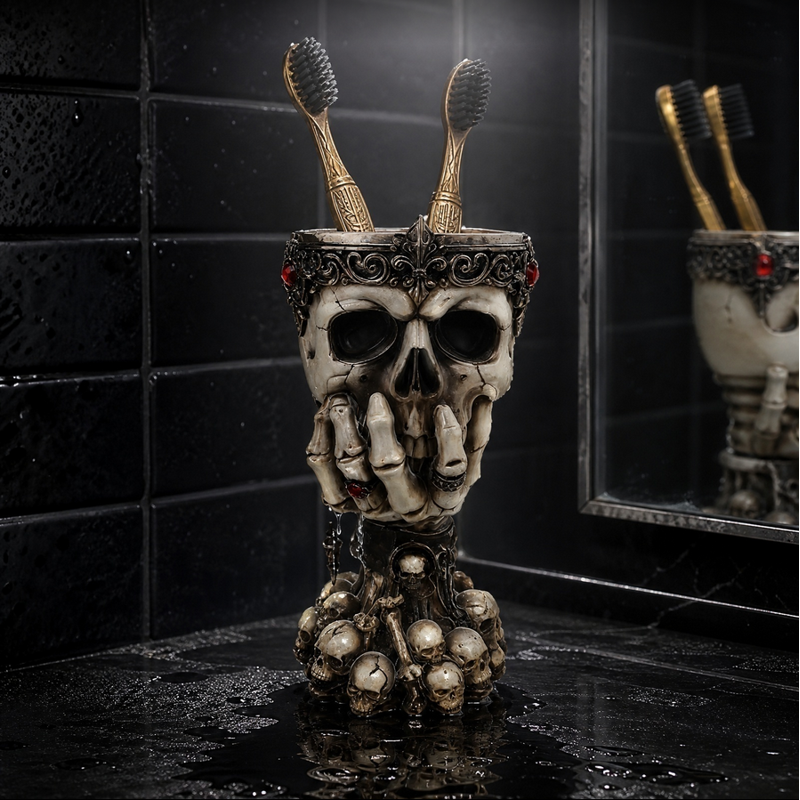 Skull Planter Skeleton Flowerpot Ornament - 3.9 Inch N Halloween Decor