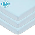 Cotton Jersey Knit Cradle Sheet - Fitted 18x36 Inches - Blue - Soft Breathable Baby Bedding - Pack of 3