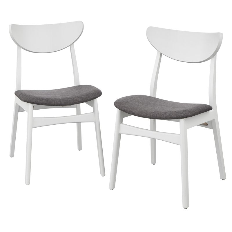 Mid-Century Dining Chairs Set of 2 - White/Gray Upholstery