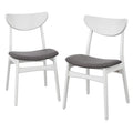 Mid-Century Dining Chairs Set of 2 - White/Gray Upholstery