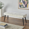 Ezra Velvet Tufted Dining Bench - 48" White