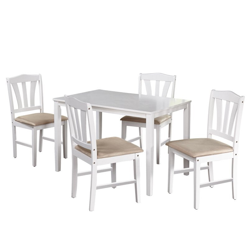 Metropolitan 5-Piece Wood Farmhouse Dining Set - White