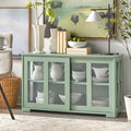 Stackable Wood and Glass Storage Cabinet - Mint Green