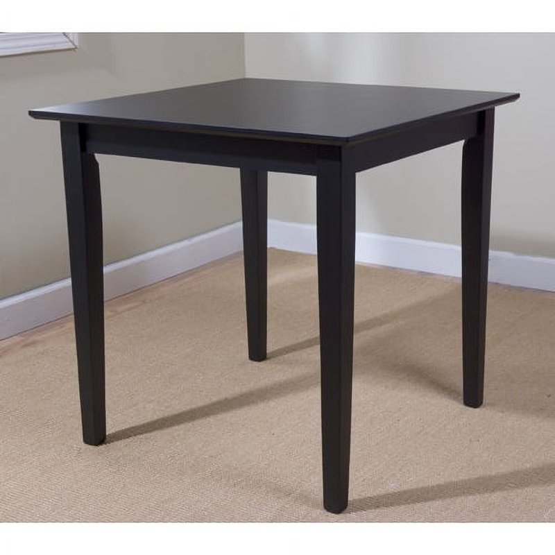 Square Black Dining Table - Solid Rubberwood, Contemporary Design