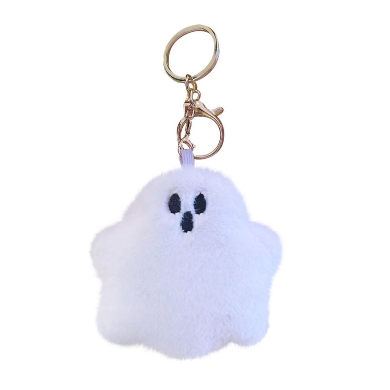 Halloween Ghost Plush Keychain Pendant - White Spooky Ghost Backpack Charm