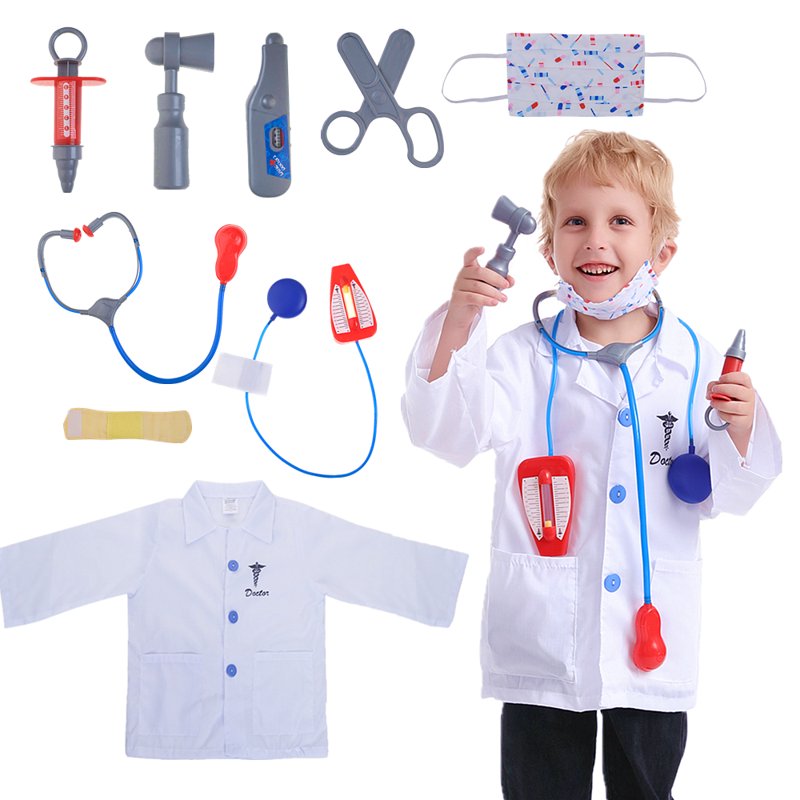Kids Doctor Costume Set S - 9-Piece Role Play Dress-Up Halloween Toy