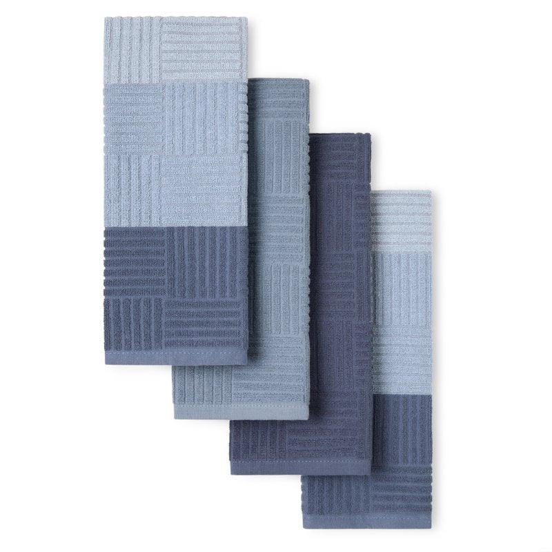 Antimicrobial Terrycloth Kitchen Towels Set - Blue, 4-Pack