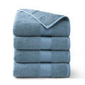 Blue 4-Piece Cotton Bath Towel Set 30x58 Inches - Plush & Absorbent
