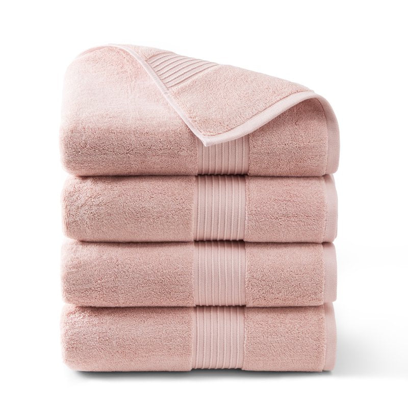 Blush 4-Piece Cotton Bath Towel Set - 30x58 Inches, Plush & Absorbent