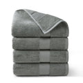 Gray Bath Towel Set - 4-Piece 30x58 Inch 100% Cotton Plush & Absorbent