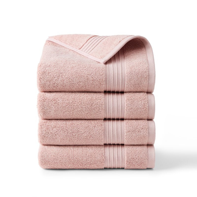 Solid Cotton Hand Towel Set - Blush, 4-Piece, 20x30 Inches, Plush & Absorbent