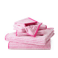 Reversible Striped Bath Towel Set - Bright Pink, 6-Piece Cotton Towels with Washcloths
