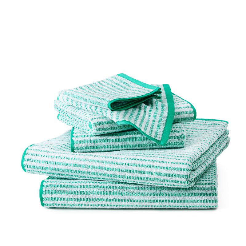Reversible Striped Bath Towel Set - Brights 6-Piece Tropical Green