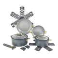 11-Piece Non-Stick Ceramic Cookware Set with Detachable Handle - Gray