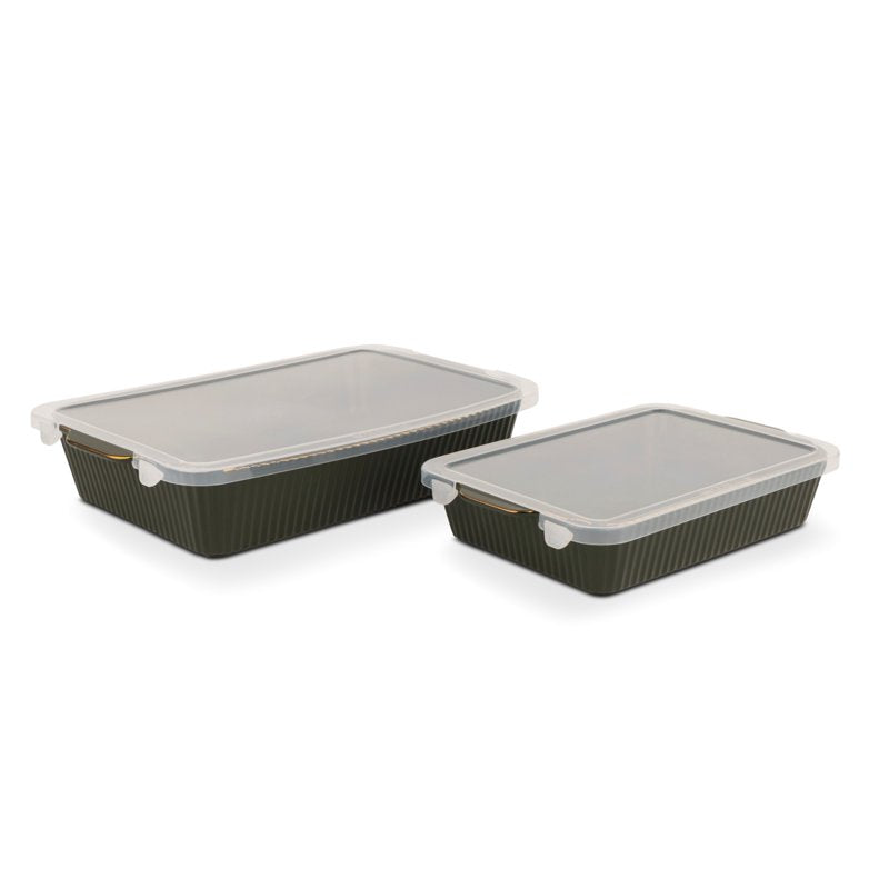 Stoneware Bakeware Set with Lids - 4-Piece, Moss Green