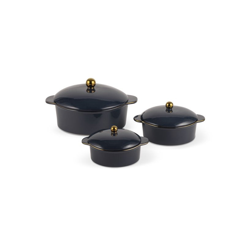 Blue Ceramic 3-Piece Casserole Set - Atlantic Blue