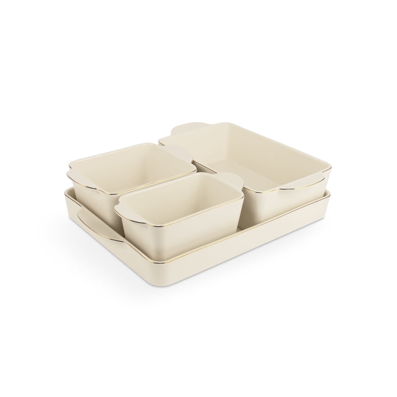 Cream Ceramic Nesting Bakeware Set - 4-Piece Kitchen Set