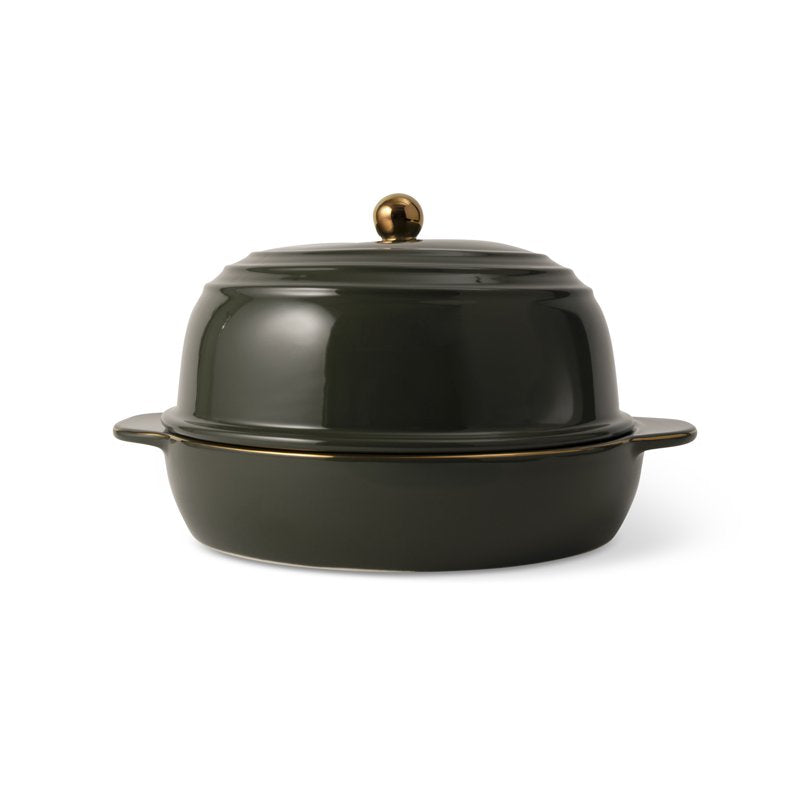 Ceramic Bread Oven - Moss Green - Durable Heat-Retaining Design