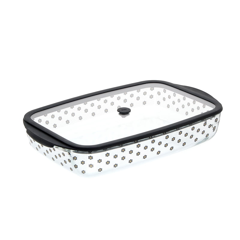 9x15 Glass Baking Dish with Lid - Modern Penny Tile Design