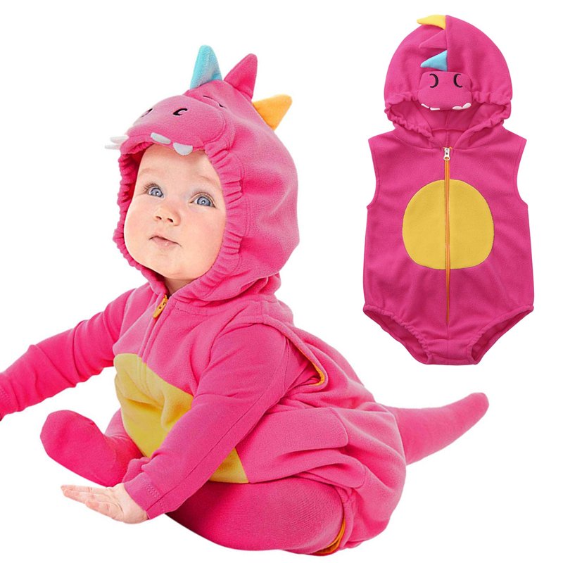 Pink Dinosaur Toddler Baby Romper Costume for 0-24 Months - Hot Pink Variation