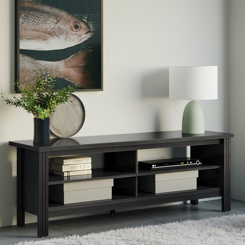 Farmhouse Wood TV Stand for 65 Inch TV - 4 Open Shelves