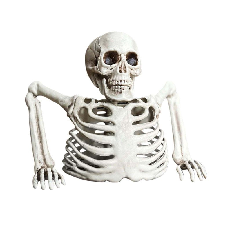 Half Skeleton Halloween Tabletop Decor - White Plastic Spooky Prop, Variation 032#B