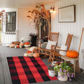 Fall Outdoor Welcome Rug - Buffalo Plaid Red & White Door Mat for Autumn Decor 23.6x15.7 Inch