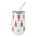 16oz Stainless Steel Wine Tumbler with Straw - Lobsters
