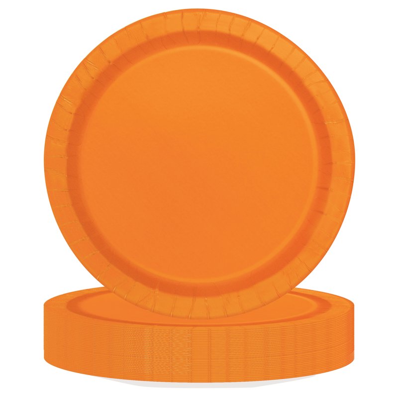 Disposable Paper Plates 7-inch Orange Pack of 70 for Parties & Events