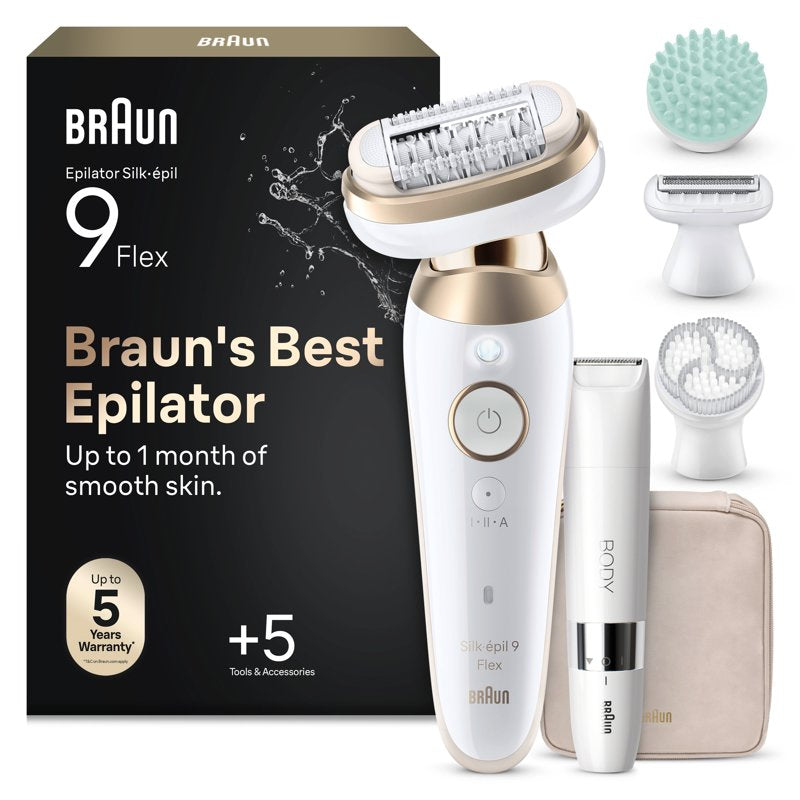 Silk-epil 9 Flex SkinSpa Epilator - Wet & Dry Hair Remover with Attachments