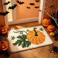 Halloween Pumpkin Bath Mat - Cute Plush Shaggy Rug for Bathroom & Kitchen - Variation C