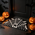 Halloween Spider Web Bath Mat - Black Gothic Bathroom Rug, 15x23 Inches - Variation B